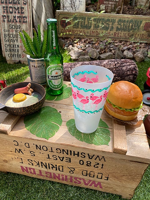 【新品】マイケルアラム ワインコースター&ストッパー　オリーブ モンステラ スケルトンリーフ コースター 4枚セットの通販・販売