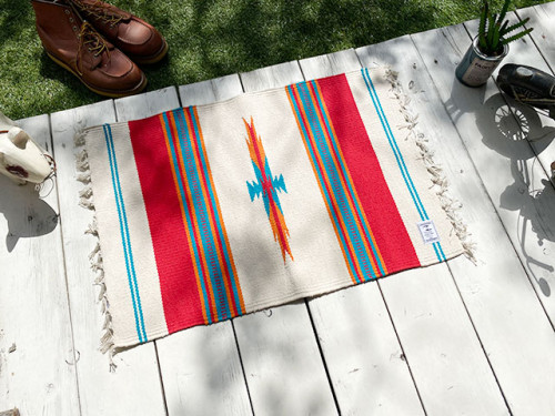 ネイティブパターン　コットンマット　65cm　（オフホワイト）|ウエスタン雑貨