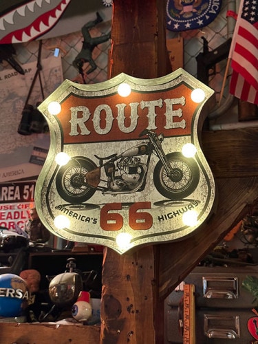 アメリカンクラシック　ルート66　LEDロードサイン　（モーターサイクル）|フラッグ/バナー/壁飾り|男の秘密基地作りに！ガレージング雑貨