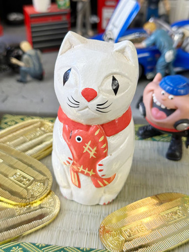 アジアン雑貨 しっぽのながーい木彫りバリネコ3匹セット アジア