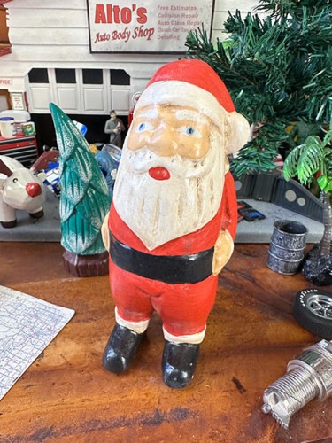 サンタクロース　木彫り人形　ワーキングサンタ　（大きいサイズ）|クリスマスグッズ|もはや店長すら迷子になるアメ雑ジャングル