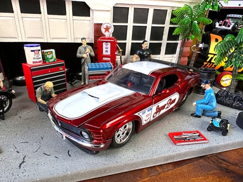 Jada　1970年　フォード　マスタング　BOSS429　ダイキャストミニカー　1/24スケール　（メタリックレッド/ホワイトストライプ）　BIG TIME MUSCLE|ミニカー/モデルカー/バイ
