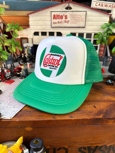 カストロール　メッシュキャップ　帽子色＝ホワイト×グリーン|アパレル/キャップ/ジャケット|男の秘密基地作りに！ガレージング雑貨