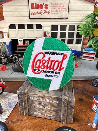 カストロール　ワッペン　（ヴィンテージロゴ/ラウンド）|ワッペン|男の秘密基地作りに！ガレージング雑貨