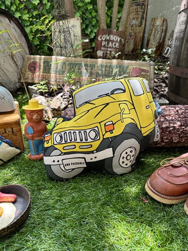 キャンプモチーフクッション　（オフロード車）　単品|ルームアイテム/クッション/フリース|生活雑貨/キッチン雑貨