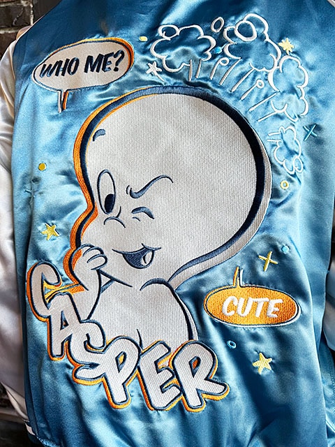 未使用級★キャスパー★スカジャン★Casper★キャラジャン★刺繍★ユニセックス キャスパー スカジャン Lサイズのみの展開 ユニセックス ハーベイ