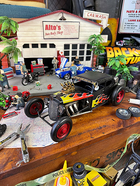 フォード モデルA ホットロッドカー ブリキオブジェ （フレイムス