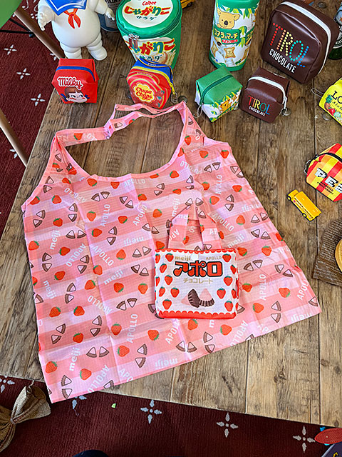 アポロ いちごチョコレートデザイン トートバッグ 駄菓子屋シリーズ お菓子のエコバッグ （アポロ） オフィシャル