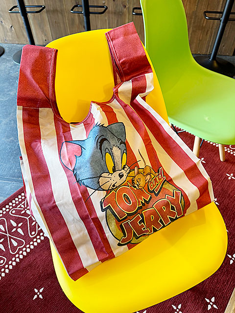 トムとジェリー ヴィンテージストライプ エコバッグ （収納ポーチ付き