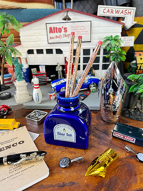 万年筆 インクボトル ペンスタンド＆トレイ （ブルー）の通販・販売