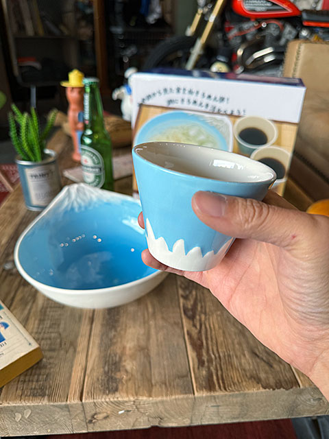 絶景を眺めながらすする素麺 富士山 そうめん鉢セット 陶器製 そうめん