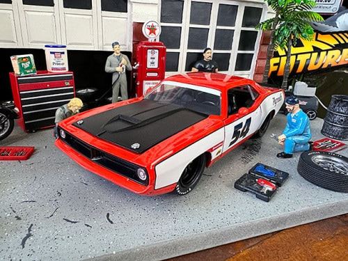 Jada　1973年　プリムス　バラクーダ　ダイキャストミニカー　1/24スケール　（レッド×ホワイト）|ミニカー/モデルカー/バイク/飛行機|男の秘密基地作りに！ガレージング雑貨