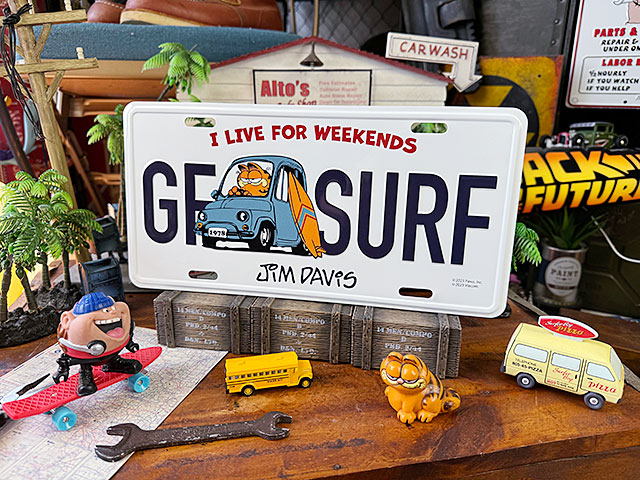 ガーフィールド ライセンスプレート （サーフ/ホワイト）の通販・販売