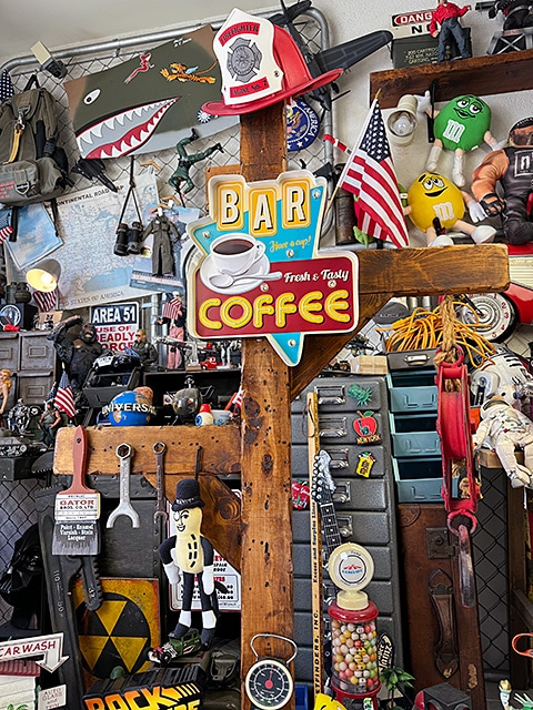 コーヒー＆バー ロードサイン型 LEDティンサイン カフェ 立体看板の