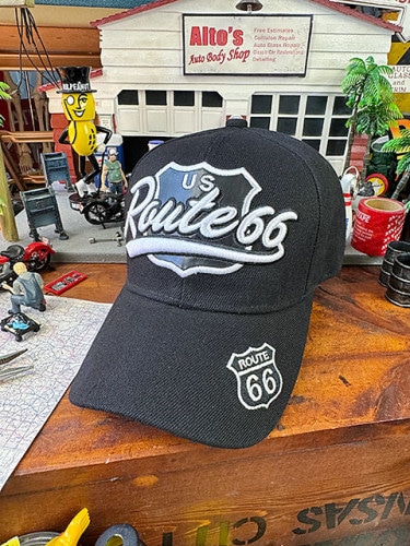 ルート66　キャップ　（ボールパークロゴ/ブラック）|アパレル/キャップ/ジャケット|男の秘密基地作りに！ガレージング雑貨