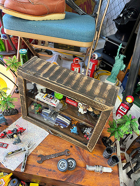 レトロウッド ガラス コレクションケース フロントオープン