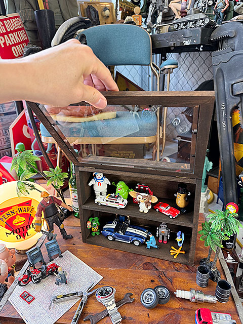 レトロウッド ガラス コレクションケース フロントオープン （オイル