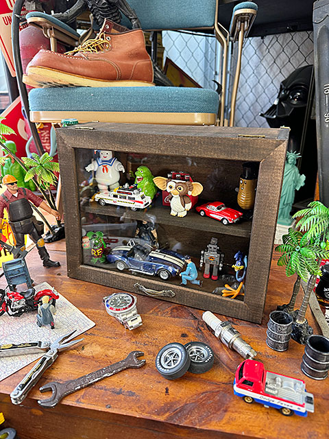 レトロウッド ガラス コレクションケース フロントオープン （オイル