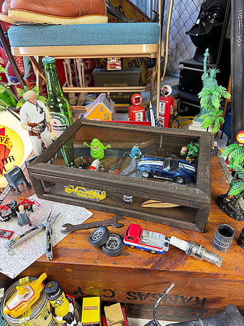 レトロウッド ガラス コレクションケース トップオープン （オイル