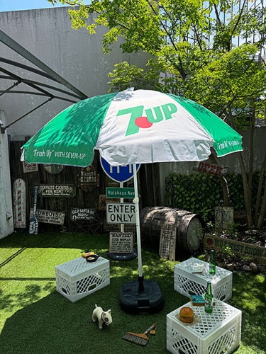 アメリカン　パラソル　直径188cm　（7UP　セブンアップ）　アウトドアパラソル　ビーチパラソル　ガーデンパラソル　※スタンドは別売|ガーデニング用品|生活雑貨/キッチン雑貨