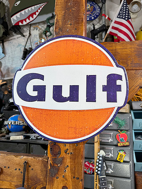 ガルフ エンボス ティンサイン ダイカット ブリキ看板の通販・販売