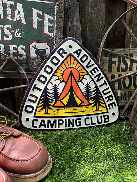 アウトドア キャンプ エンボスティンサイン （テント） ブリキ看板の