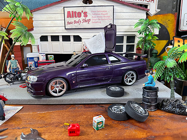 日産 スカイライン GT-R BNR34 ウェットティッシュケース （パープル