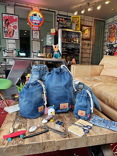 アライヤン デニム 巾着 （3サイズセット） 岡山産デニム MADE