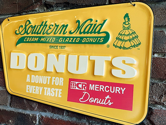 マーキュリー エンボス ティンサイン （ドーナツ/イエロー） ブリキ