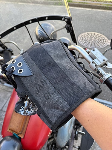 ミリタリーテイスト　バイク用ハンドルカバー　HARMY　（ブラック）　防風フィルム入り簡易防水仕様|アパレル/キャップ/ジャケット|男の秘密基地作りに！ガレージング雑貨