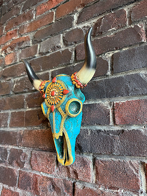 ターコイズ ＆ オレンジストーン カウスカル ウォールオブジェ