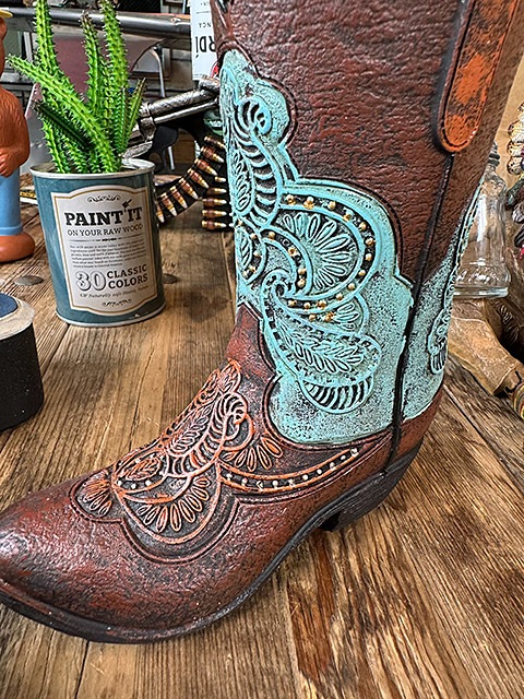 ウエスタンブーツ オブジェ プランター （ツールドレザー