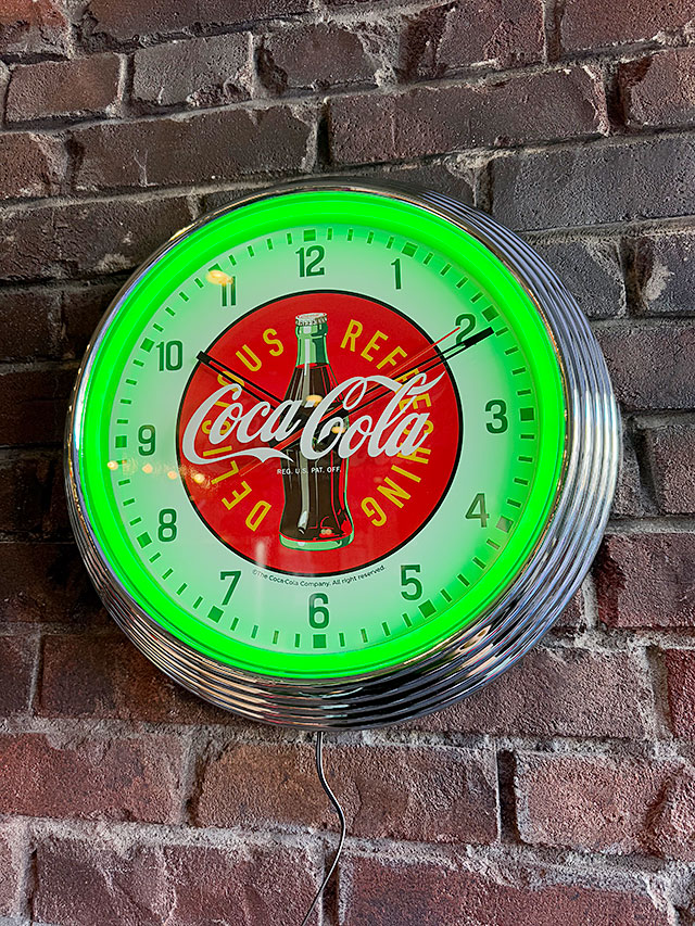 コカ・コーラ オフィシャル ネオンクロック LED （グリーン）の