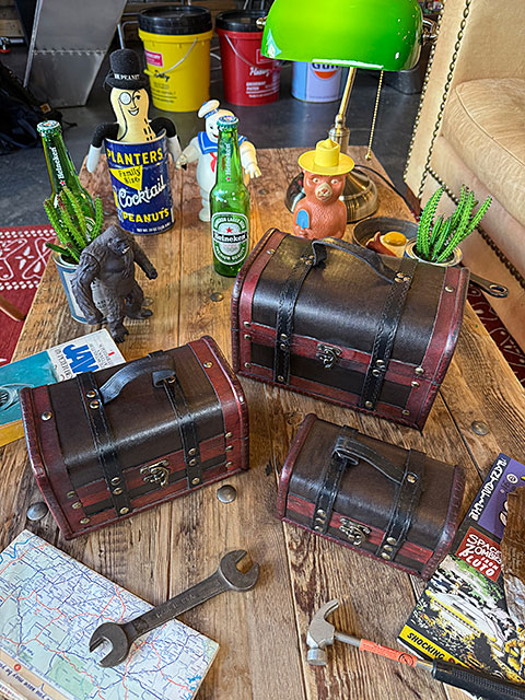 海賊宝箱 アンティークトランクケース 3個セット （ダークブラウン）の