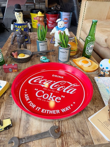 コカ・コーラ　サービングトレイ　ラウンド　ティントレイ　※サビ汚れがあります|キッチンツール/ランチョンマット|生活雑貨/キッチン雑貨
