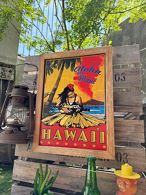 アート作品 アメリカ ビンテージ ウッドフレーム No2083 額装 ポスター