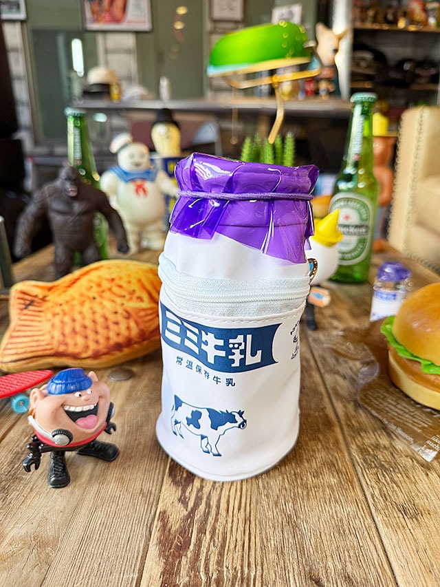 昭和レトロ 学校給食の牛乳瓶 収納ポーチ ペンポーチの通販