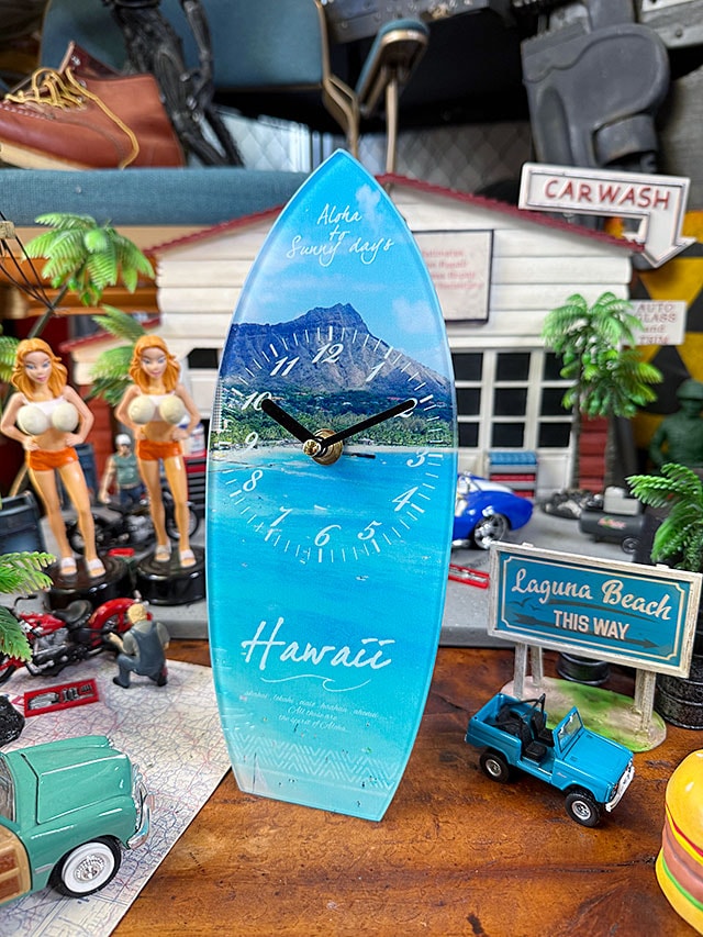 ハワイ ワイキキビーチ サーフボード デスククロック 置き時計の通販