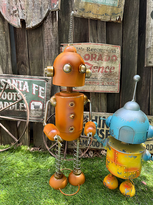ジャンクヤード ブリキロボット ガーデンオブジェ （2体セット/2号機+3
