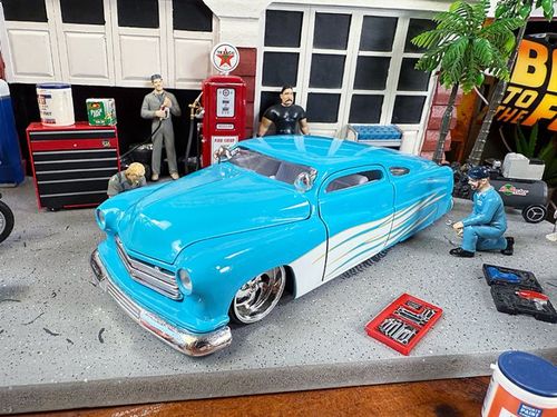 Jada　1951年　マーキュリー　ダイキャストミニカー　1/24スケール　（スカイブルー/フレイムス）　BIGTIME MUSCLE|ミニカー/モデルカー/バイク/飛行機|男の秘密基地作りに！ガレー