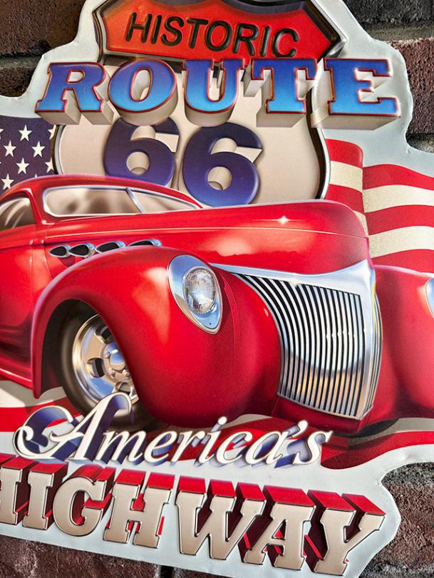 ヒストリック ルート66 カスタムホットロッド ブリキ看板の通販・販売