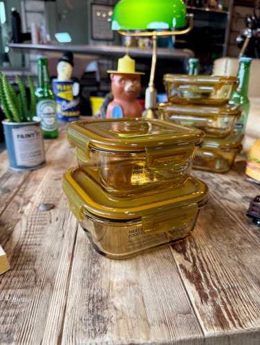 ヒートレジスタント　フードコンテナ　アンバー　（四角形/510ml+800ml/2個セット）　耐熱ガラス|キッチンツール/ランチョンマット|生活雑貨/キッチン雑貨