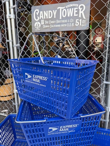 アメリカ業務用　ショッピングバスケット　（USPS/ブルー）　単品|収納/ケース/バスケット/CDタワー|男の秘密基地作りに！ガレージング雑貨