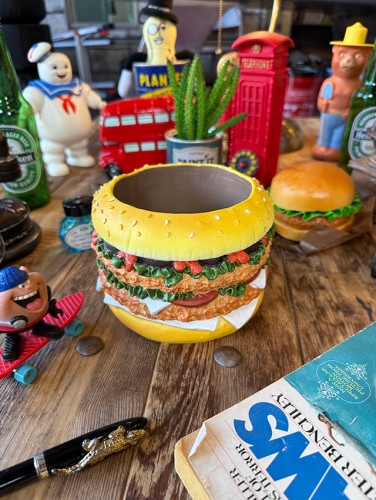 ハンバーガー　ポット　ポリレジンオブジェ　小物入れ|ガーデニング用品|生活雑貨/キッチン雑貨