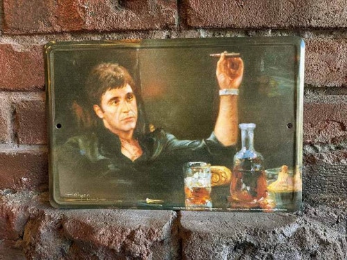 映画　スカーフェイス　麻薬王　トニー・モンタナ　ミニブリキ看板　アル・パチーノ主演|映画関連グッズ|もはや店長すら迷子になるアメ雑ジャングル