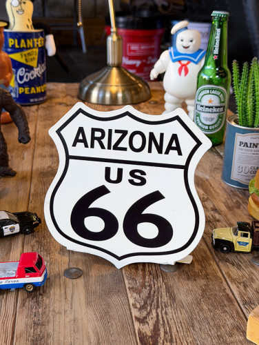 ルート66　スタンドサイン　（アリゾナ）　ヘヴィースチールサイン　看板|ルート66グッズ|男の秘密基地作りに！ガレージング雑貨