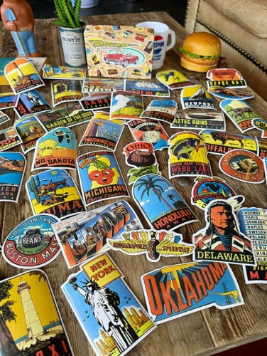 スーツケースを昔の旅行トランク風にできるトラベルステッカー　ダルトン　レトロステイツステッカー　50枚セット|ダルトングッズ|生活雑貨/キッチン雑貨