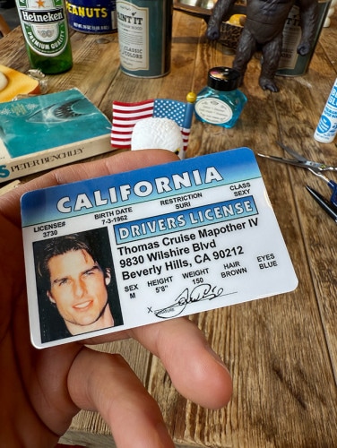 パロディ免許証　フェイマスピープル　ライセンスカード　（トム・クルーズ）|映画関連グッズ|もはや店長すら迷子になるアメ雑ジャングル
