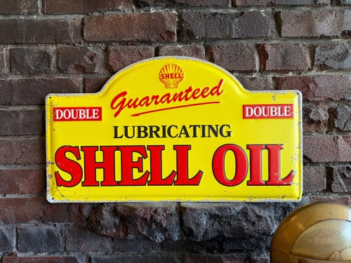 シェルオイル　エンボス　ティンサイン　（DOUBLE GUARANTEED）　ブリキ看板|オイル/ガソリン|ボクらの原点そして永遠！ブリキ看板