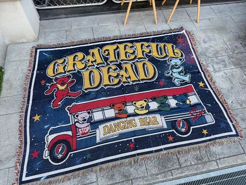 グレイトフルデッド　ダンシングベア　大判ラグマット　フリンジ　タペストリー|フロアマット/ルームマット|男の秘密基地作りに！ガレージング雑貨